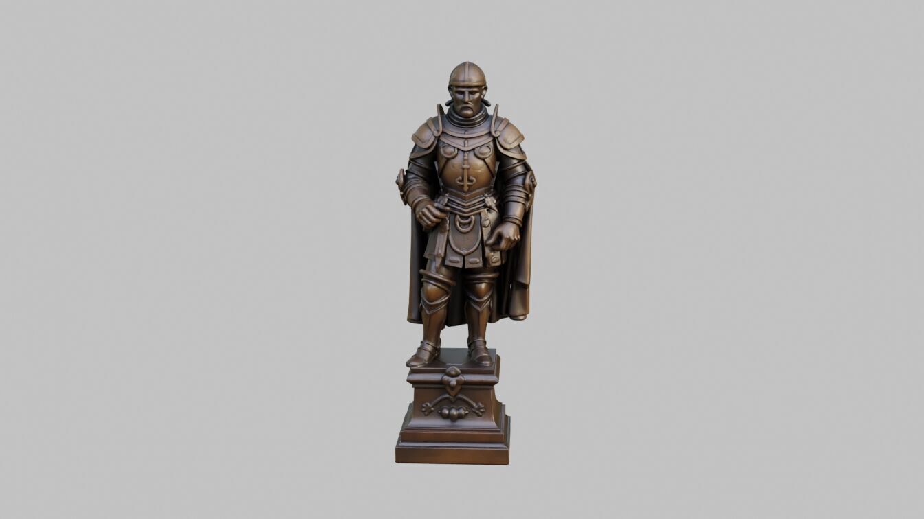 Knight Bronze Statue Low-poly 3D model_5