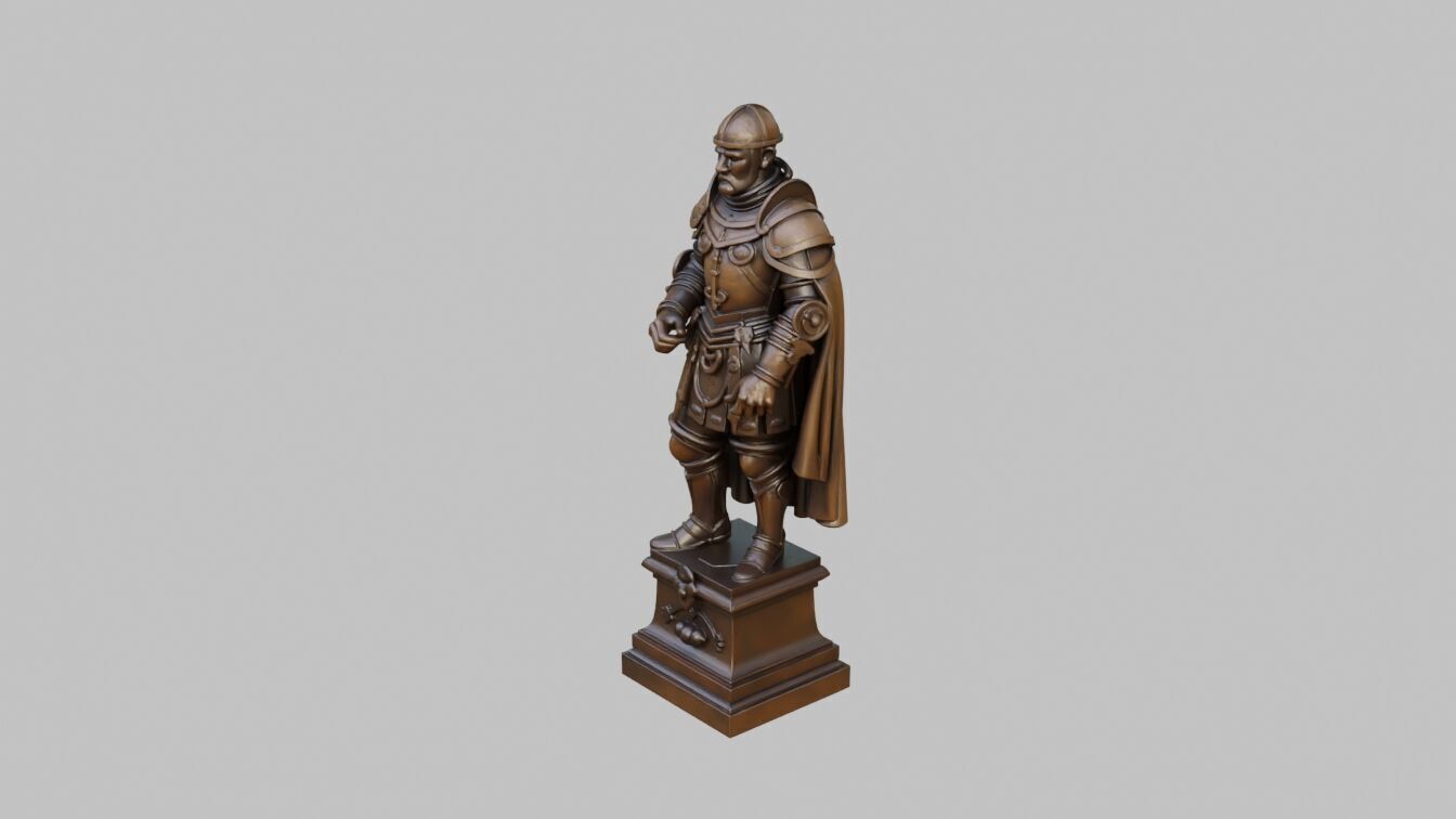 Knight Bronze Statue Low-poly 3D model_4