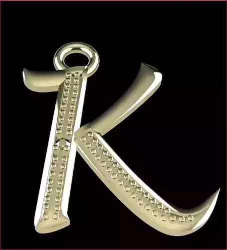 Letter -K- Diamond-Studded 3D Model - P-27 3D print model