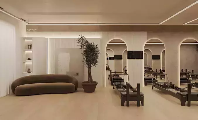 Modern Pilates Studio Interior Scene Wellness Fitness Center 