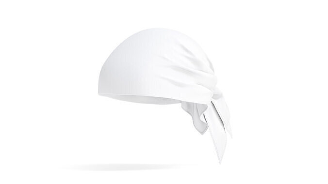 Head Wrap White Bandana - fabric hipster kerchief 3D model