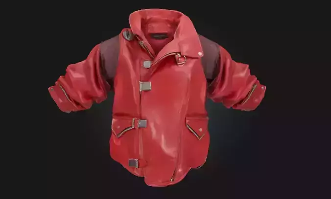 Red Leather Jacket Bold Outerwear Model for Fashion