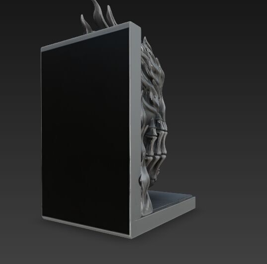 Flaming Skull Bust Bookend 3D model_13