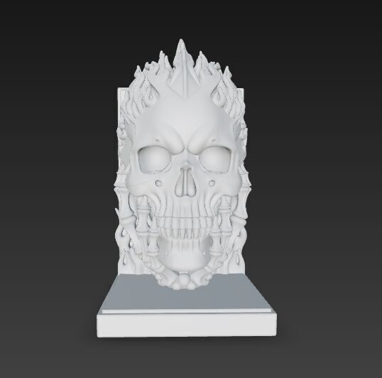 Flaming Skull Bust Bookend 3D model_23