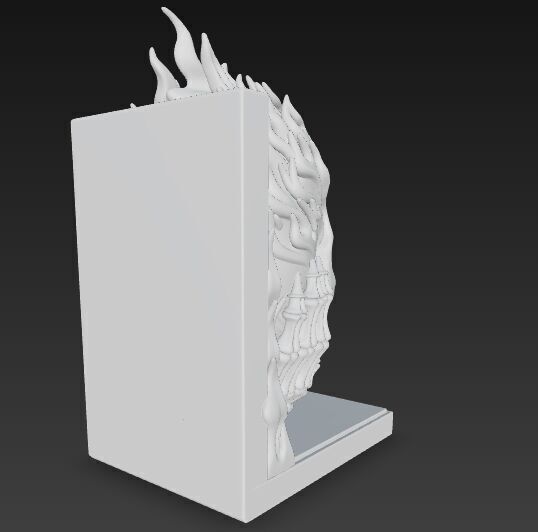Flaming Skull Bust Bookend 3D model_4