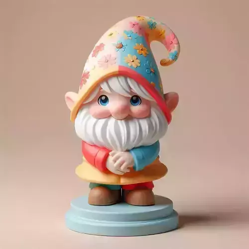 1046Fairy Tale Gnome Color Full Body Figurine on Base