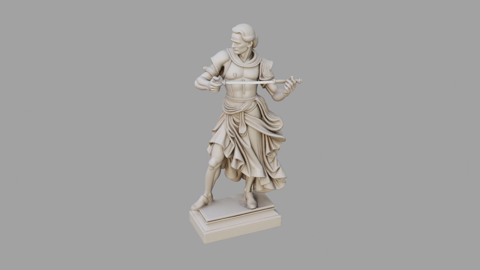 Sand Man Statue Low-poly 3D model_2