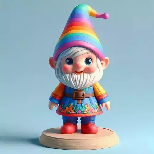 1048Fairy Tale Gnome Color Full Body Figurine on Base