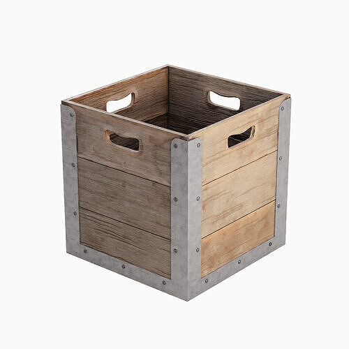 Wooden Crate Box 03 Low-poly 3D model 5