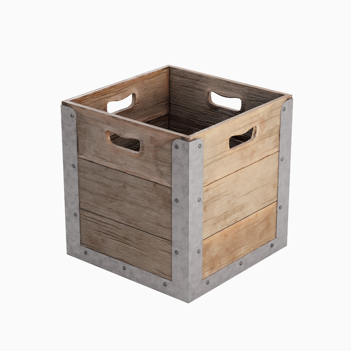 Wooden Crate Box 03 Low-poly 3D model_4
