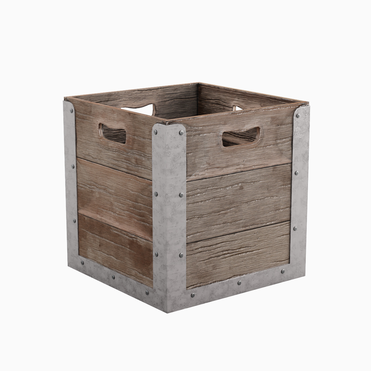 Wooden Crate Box 03 Low-poly 3D model_3