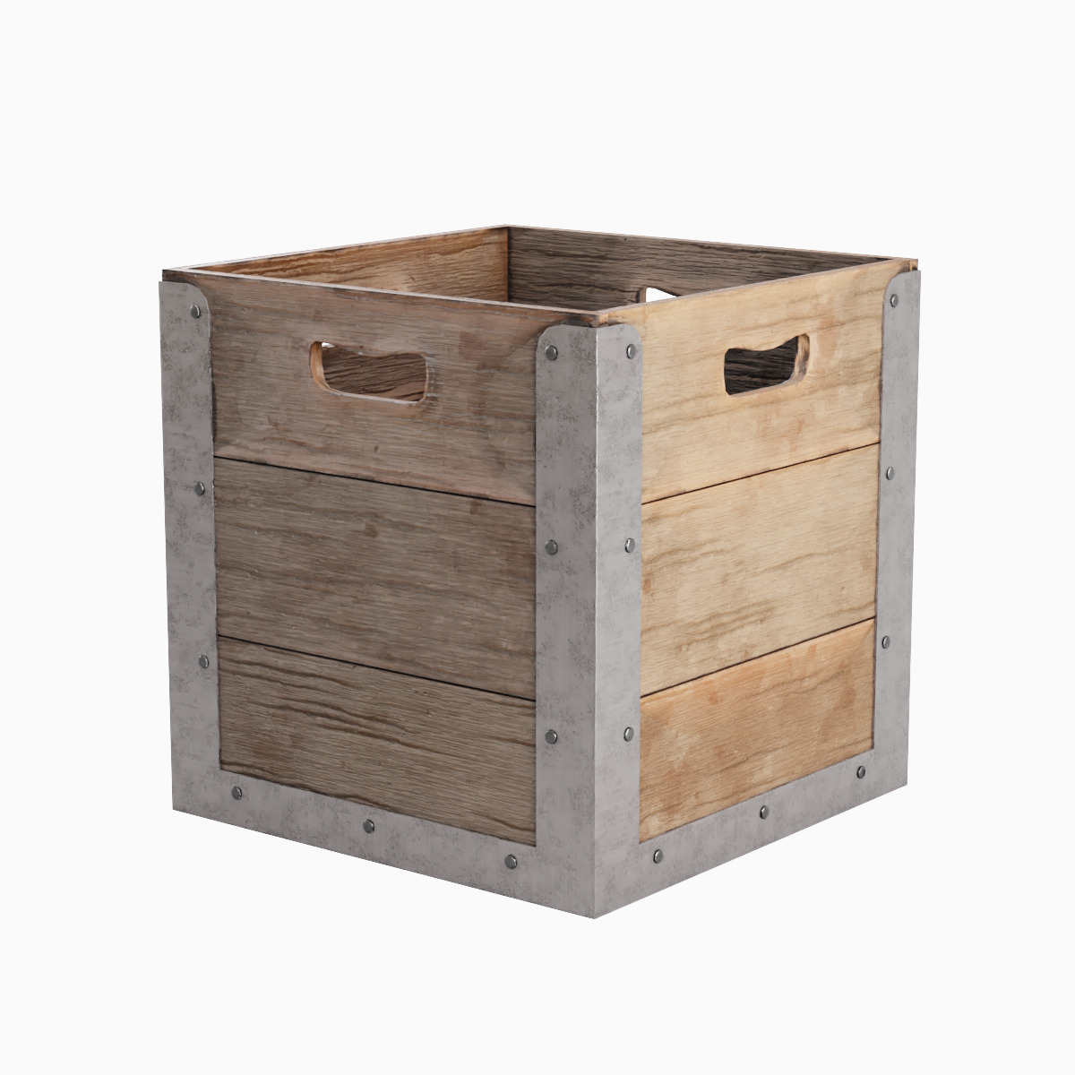 Wooden Crate Box 03 Low-poly 3D model_1