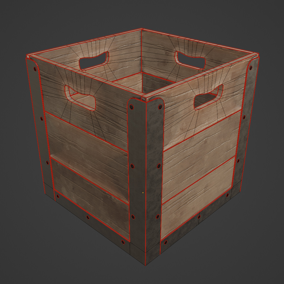Wooden Crate Box 03 Low-poly 3D model_7