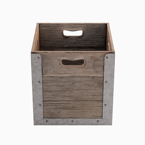 Wooden Crate Box 03 Low-poly 3D model 6