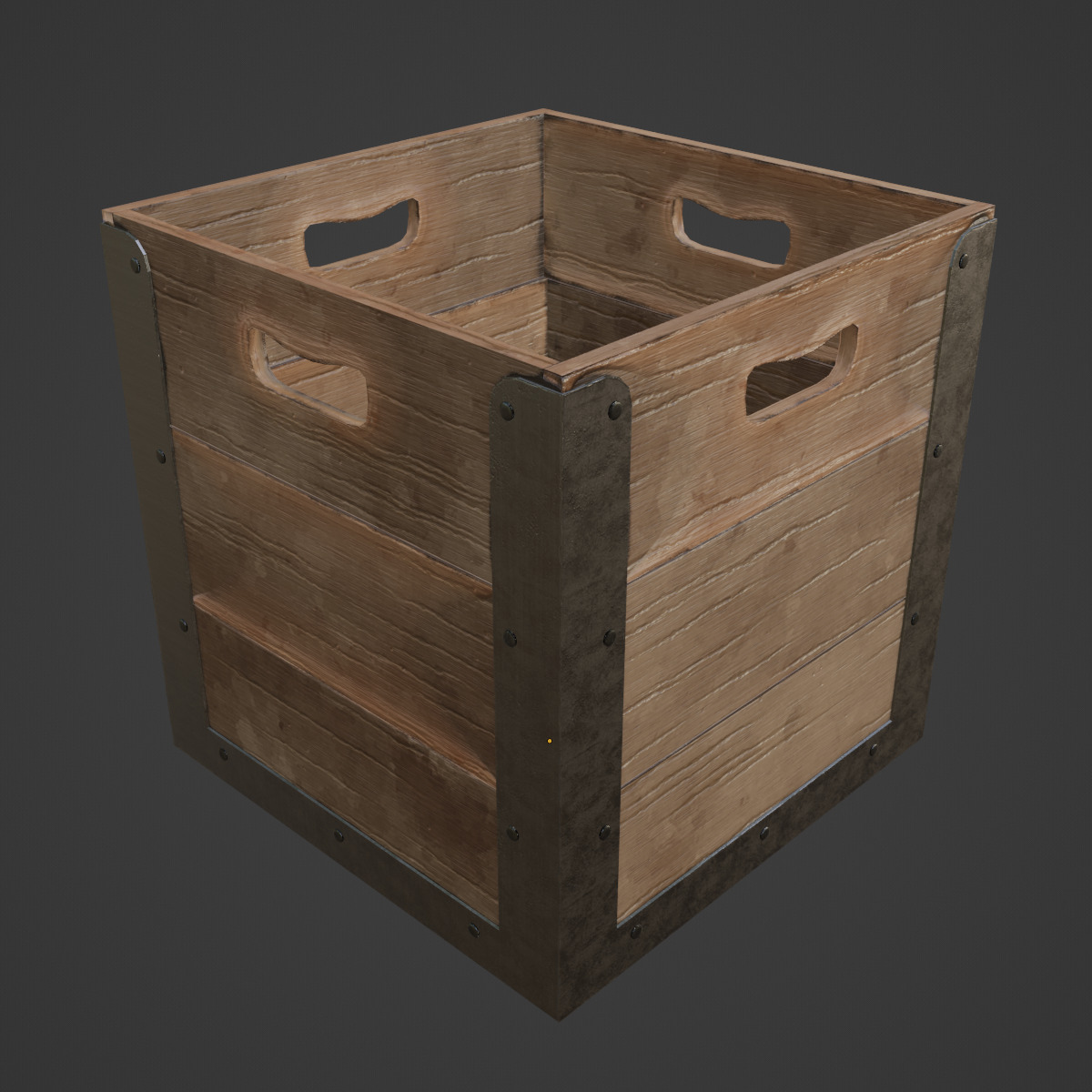 Wooden Crate Box 03 Low-poly 3D model_6