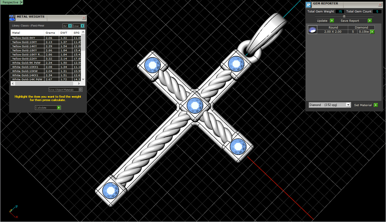 Rope cross with gems model 1093 3D print model_5