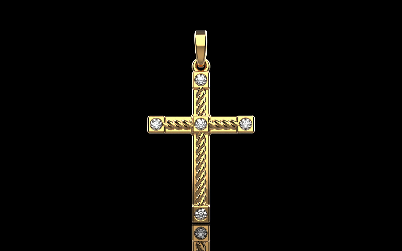 Rope cross with gems model 1093 3D print model_10
