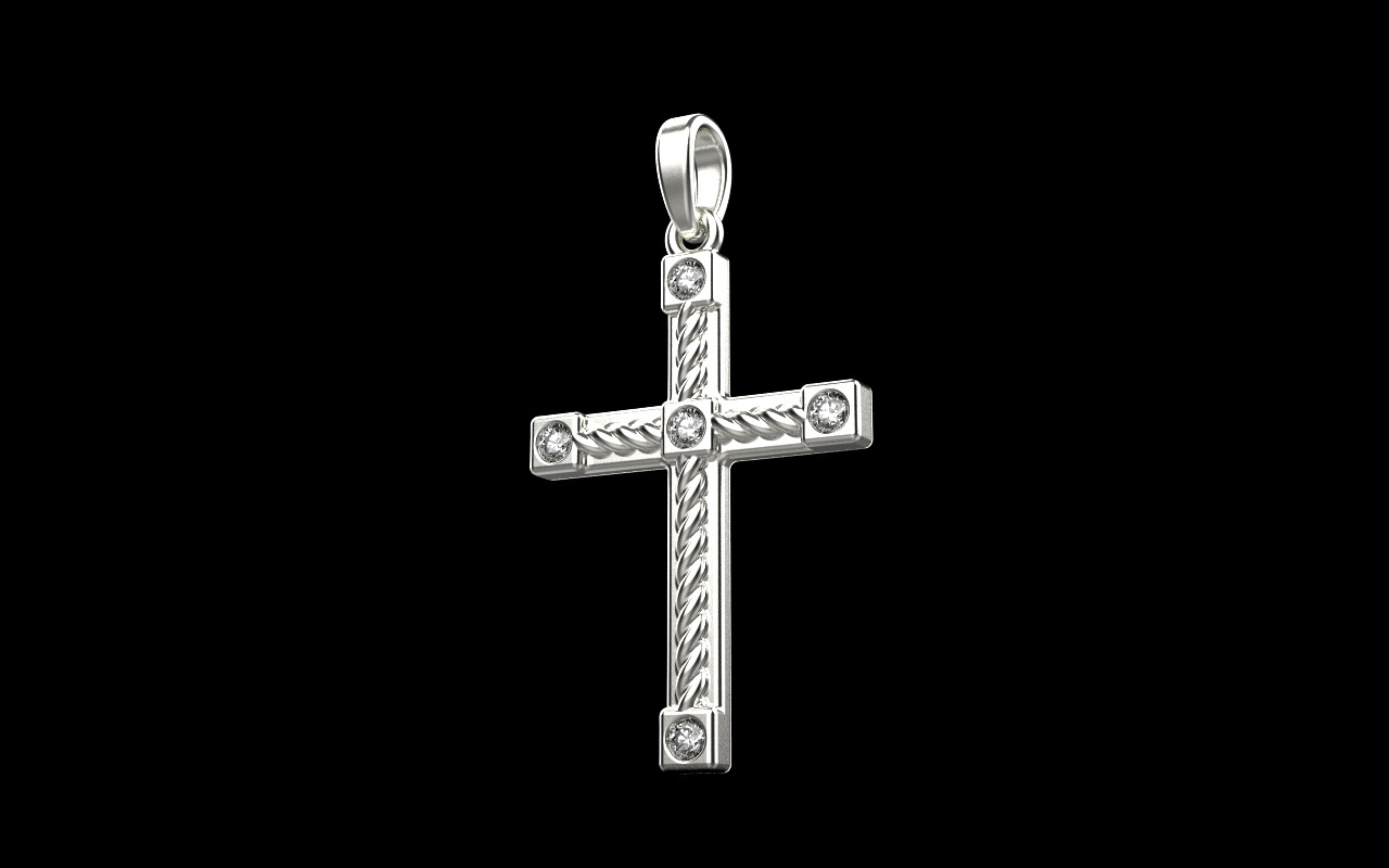 Rope cross with gems model 1093 3D print model_23