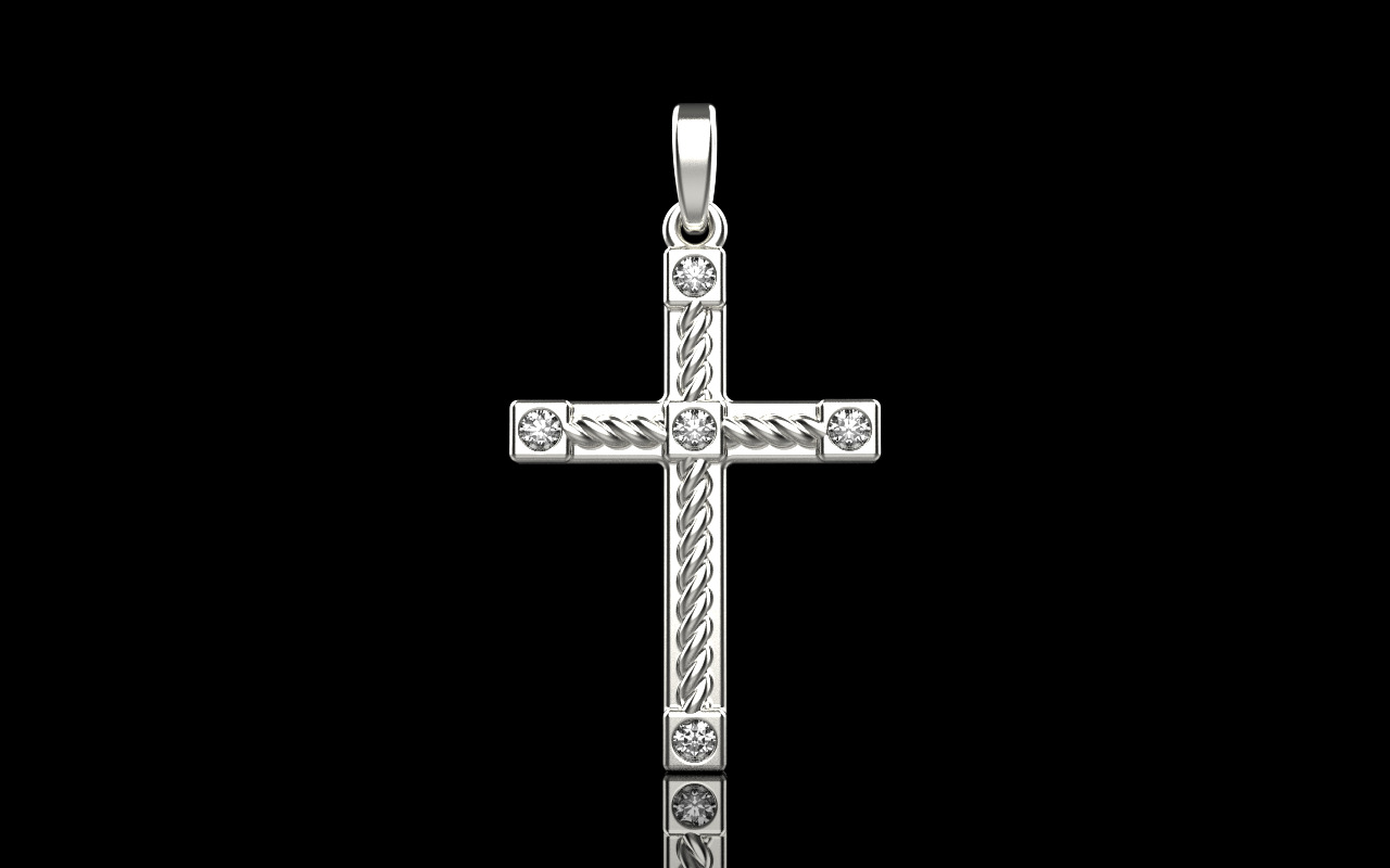 Rope cross with gems model 1093 3D print model_13