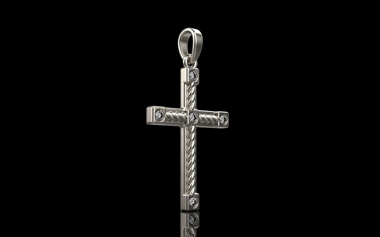 Rope cross with gems model 1093 3D print model_16