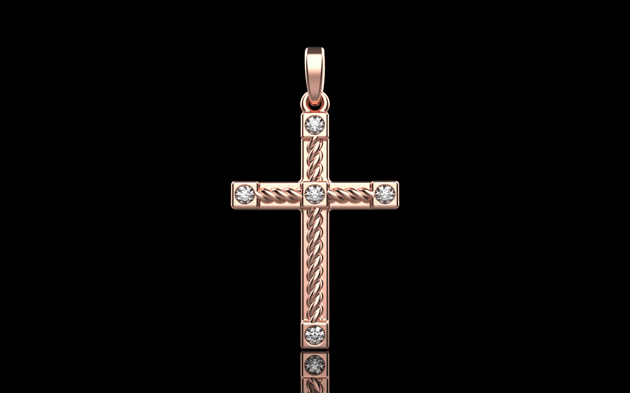Rope cross with gems model 1093 3D print model_12