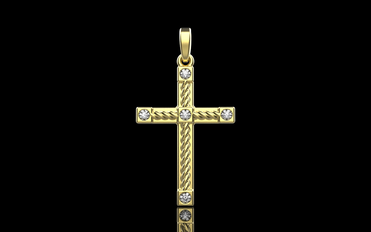 Rope cross with gems model 1093 3D print model_9