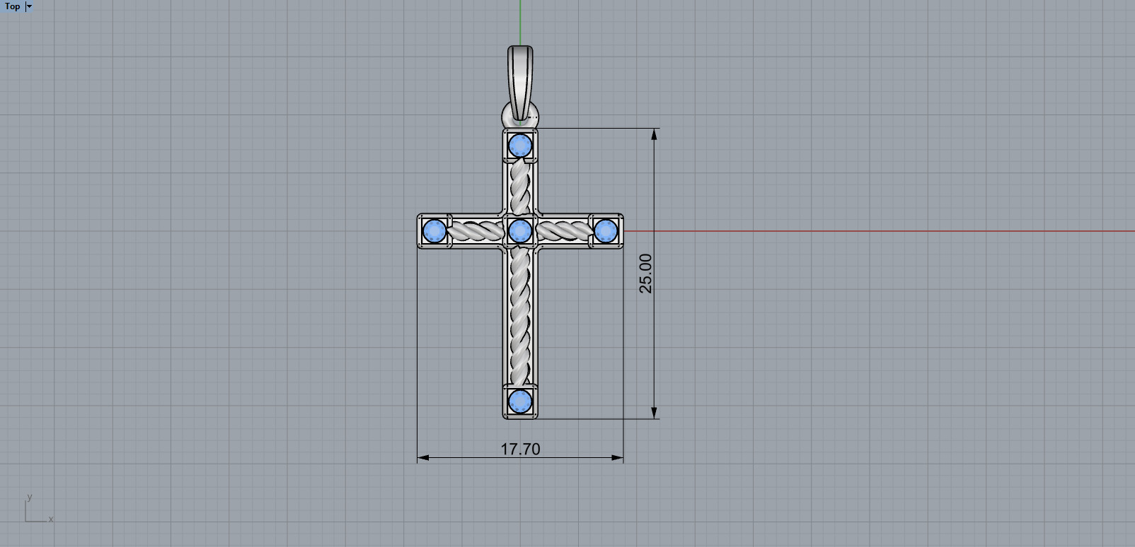 Rope cross with gems model 1093 3D print model_6