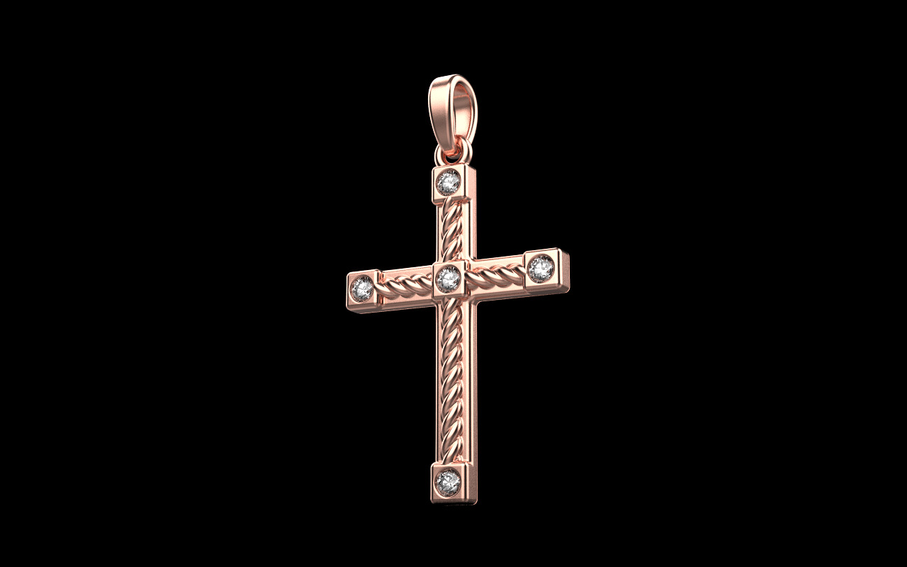 Rope cross with gems model 1093 3D print model_22