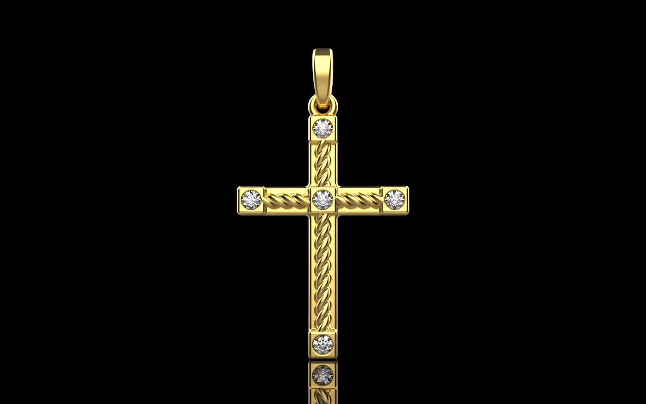 Rope cross with gems model 1093 3D print model_0