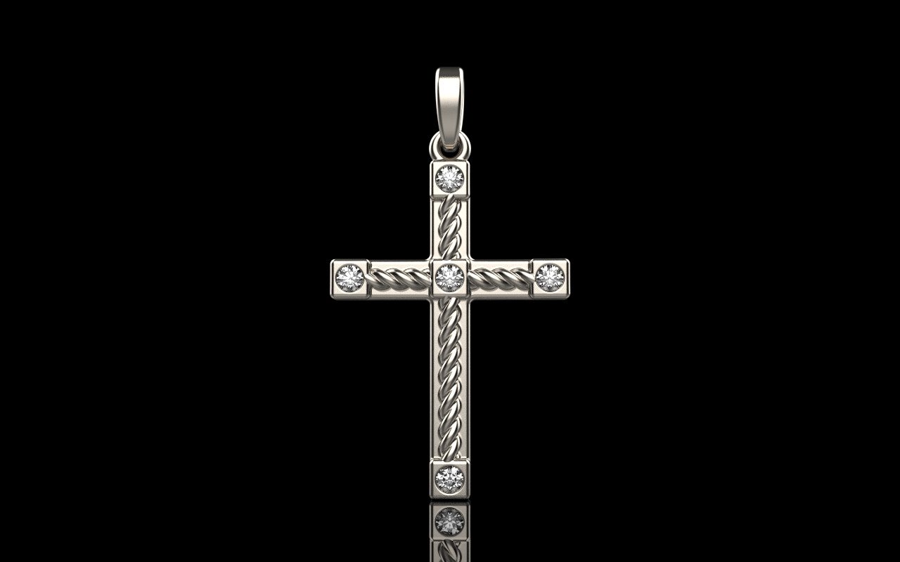 Rope cross with gems model 1093 3D print model_11