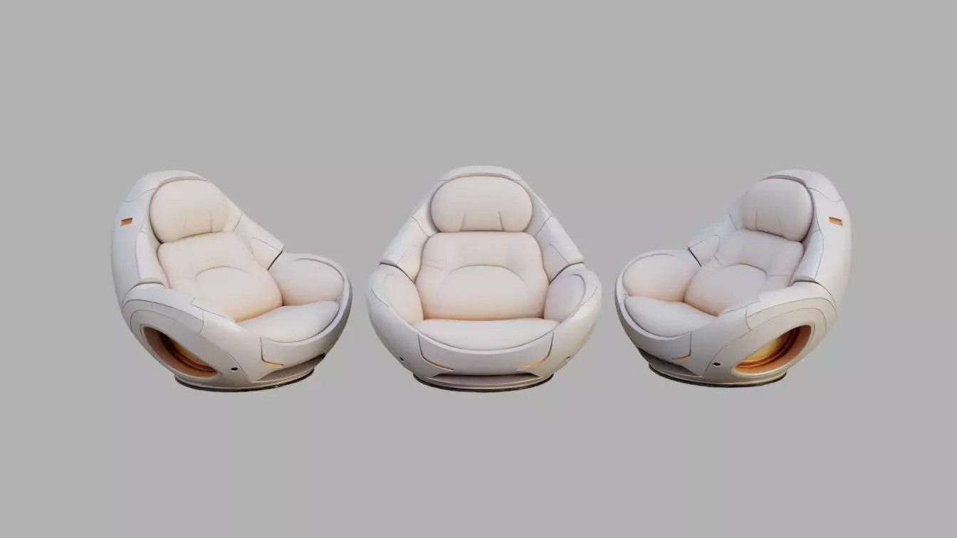 Sci Fi chair Low-poly 3D model_0
