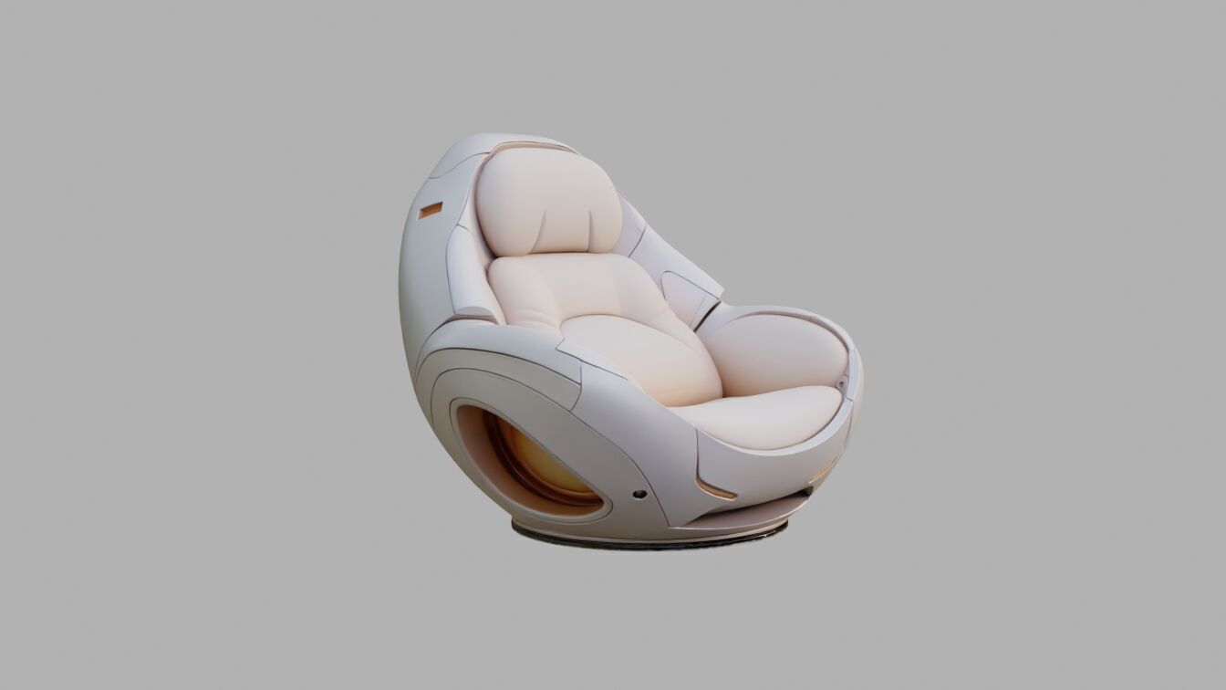 Sci Fi chair Low-poly 3D model_4