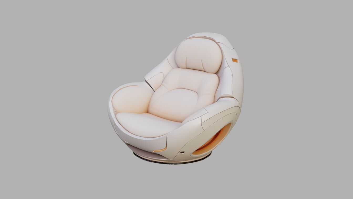 Sci Fi chair Low-poly 3D model_2