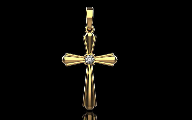 Cross with gem model 1092 3D print model