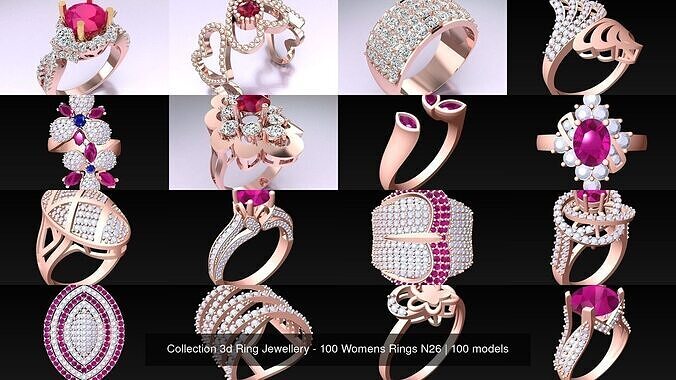 Collection 3d Ring Jewellery - 100 Womens Rings N26 