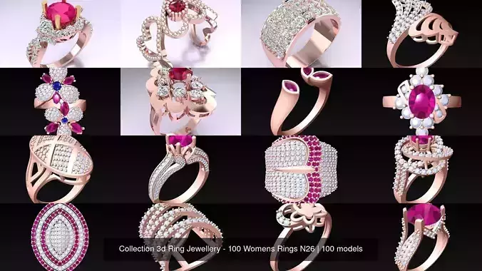 Collection 3d Ring Jewellery - 100 Womens Rings N26 
