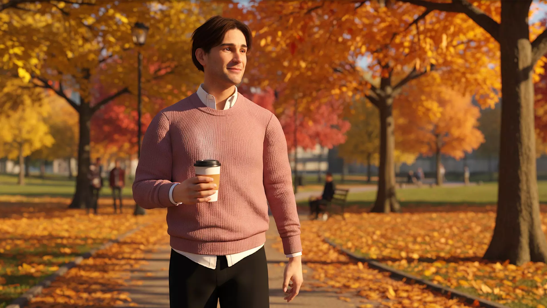 Realistic Modern Male Character in Pink Sweater Low-poly 3D model_3