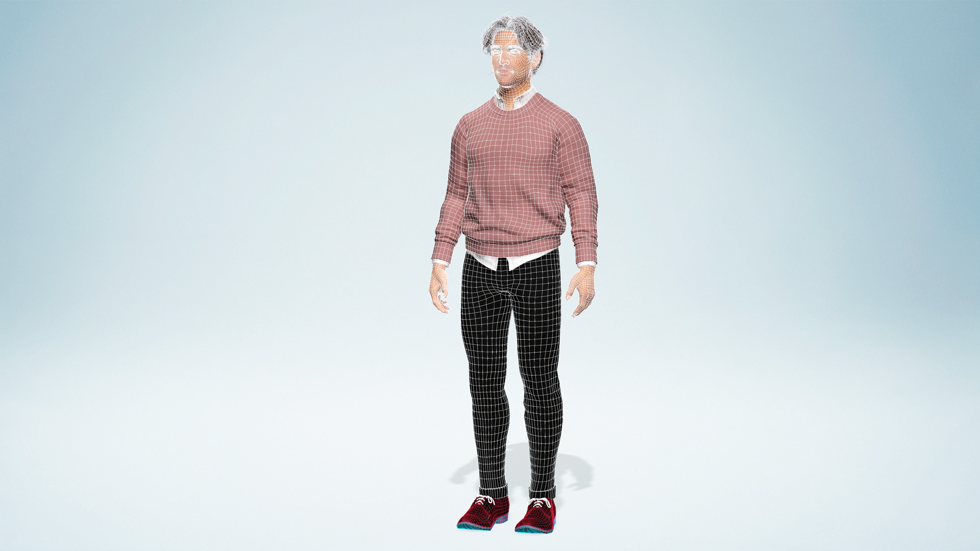 Realistic Modern Male Character in Pink Sweater Low-poly 3D model_25