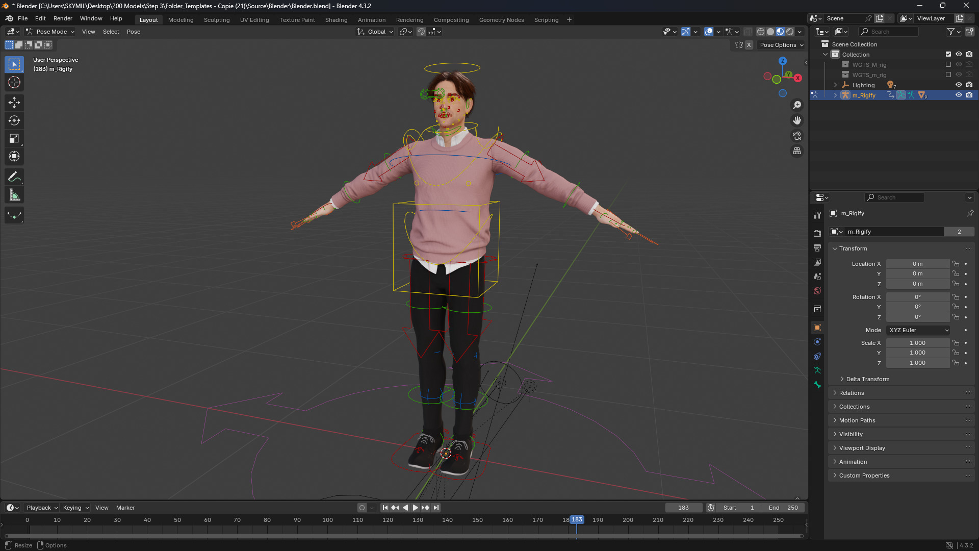 Realistic Modern Male Character in Pink Sweater Low-poly 3D model_13