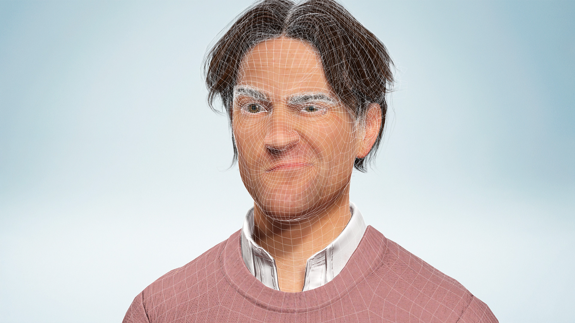 Realistic Modern Male Character in Pink Sweater Low-poly 3D model_26