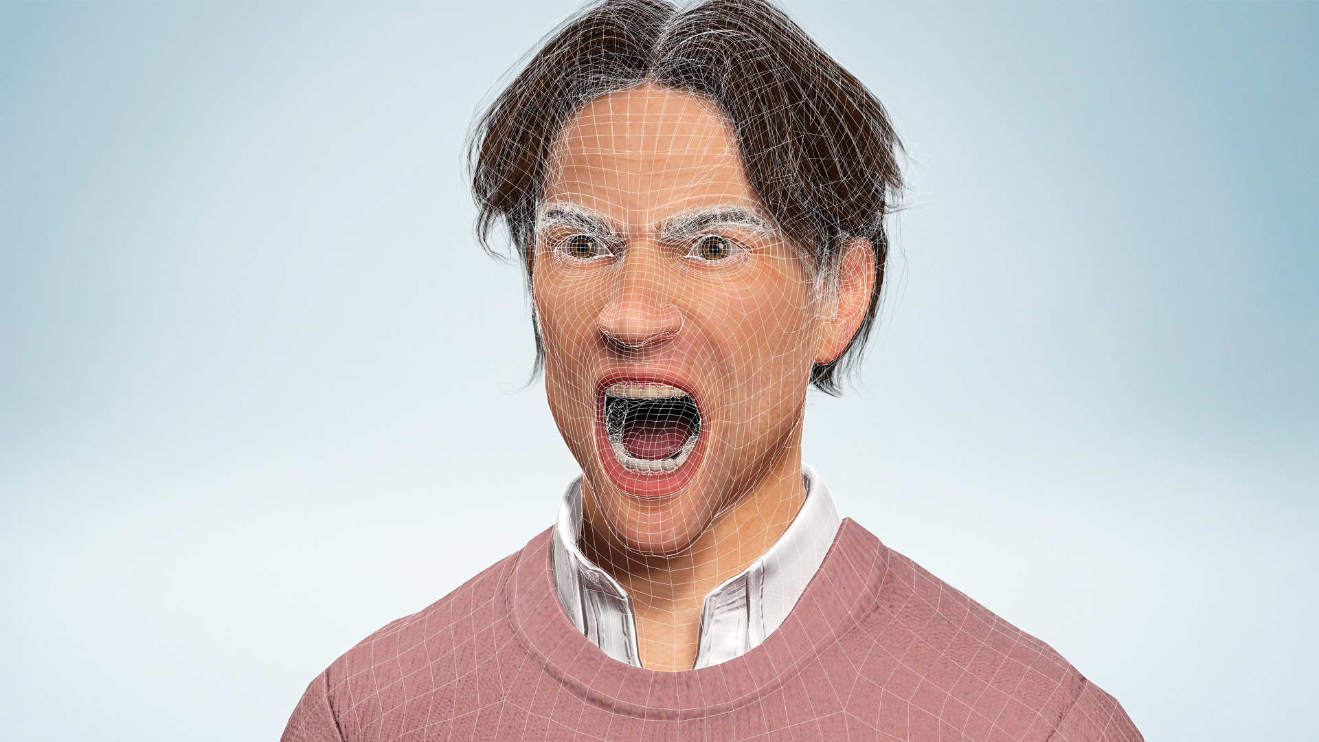 Realistic Modern Male Character in Pink Sweater Low-poly 3D model_27