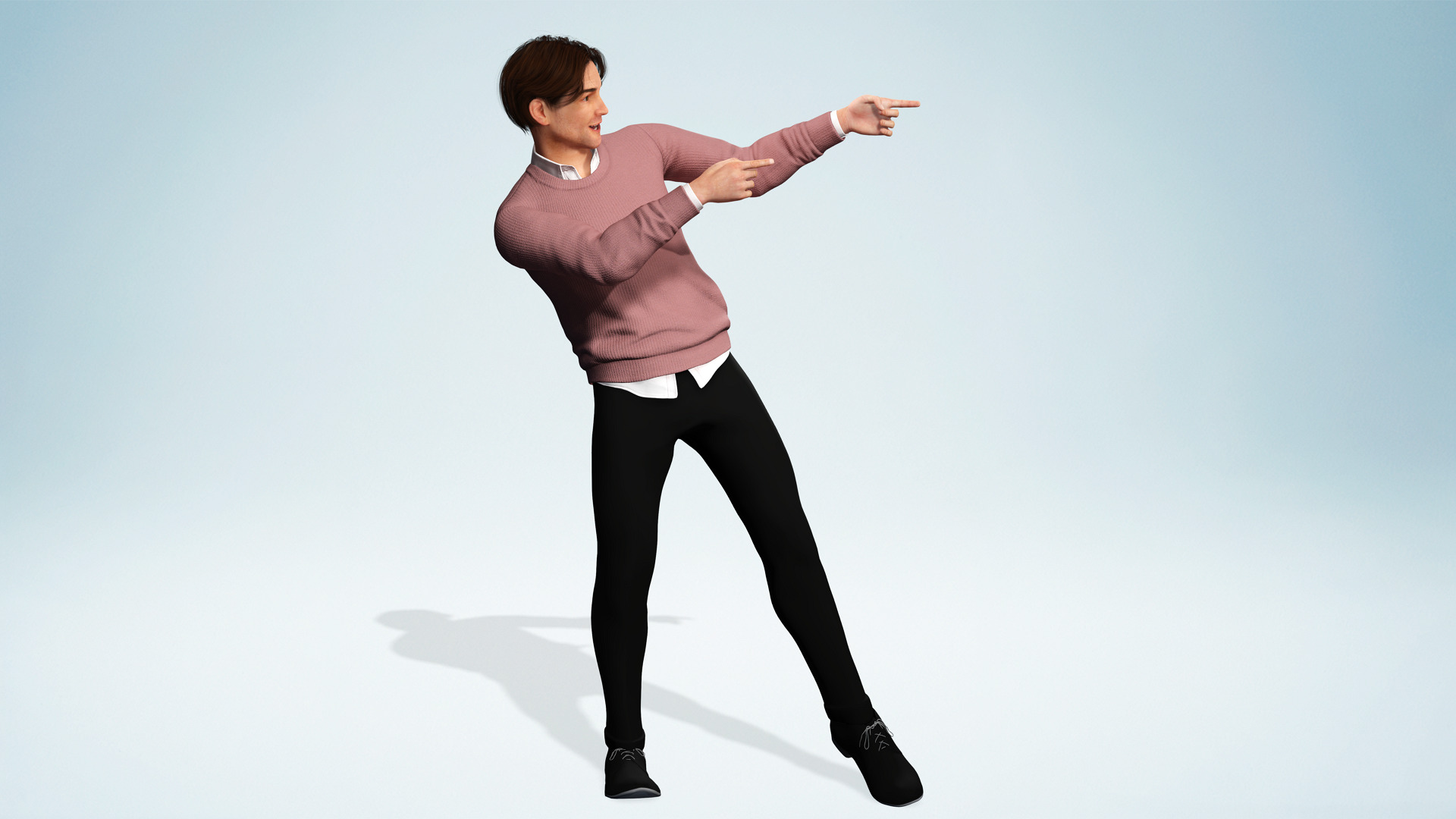 Realistic Modern Male Character in Pink Sweater Low-poly 3D model_7
