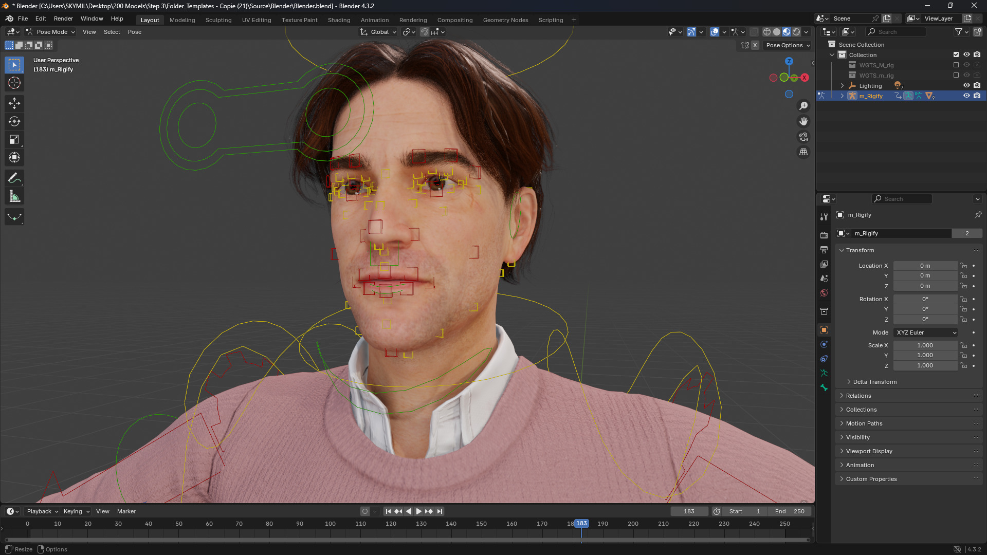 Realistic Modern Male Character in Pink Sweater Low-poly 3D model_14