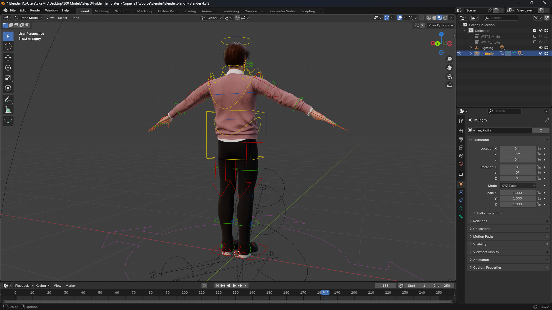 Realistic Modern Male Character in Pink Sweater Low-poly 3D model_15