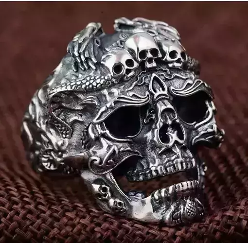 Skull devil ring for men