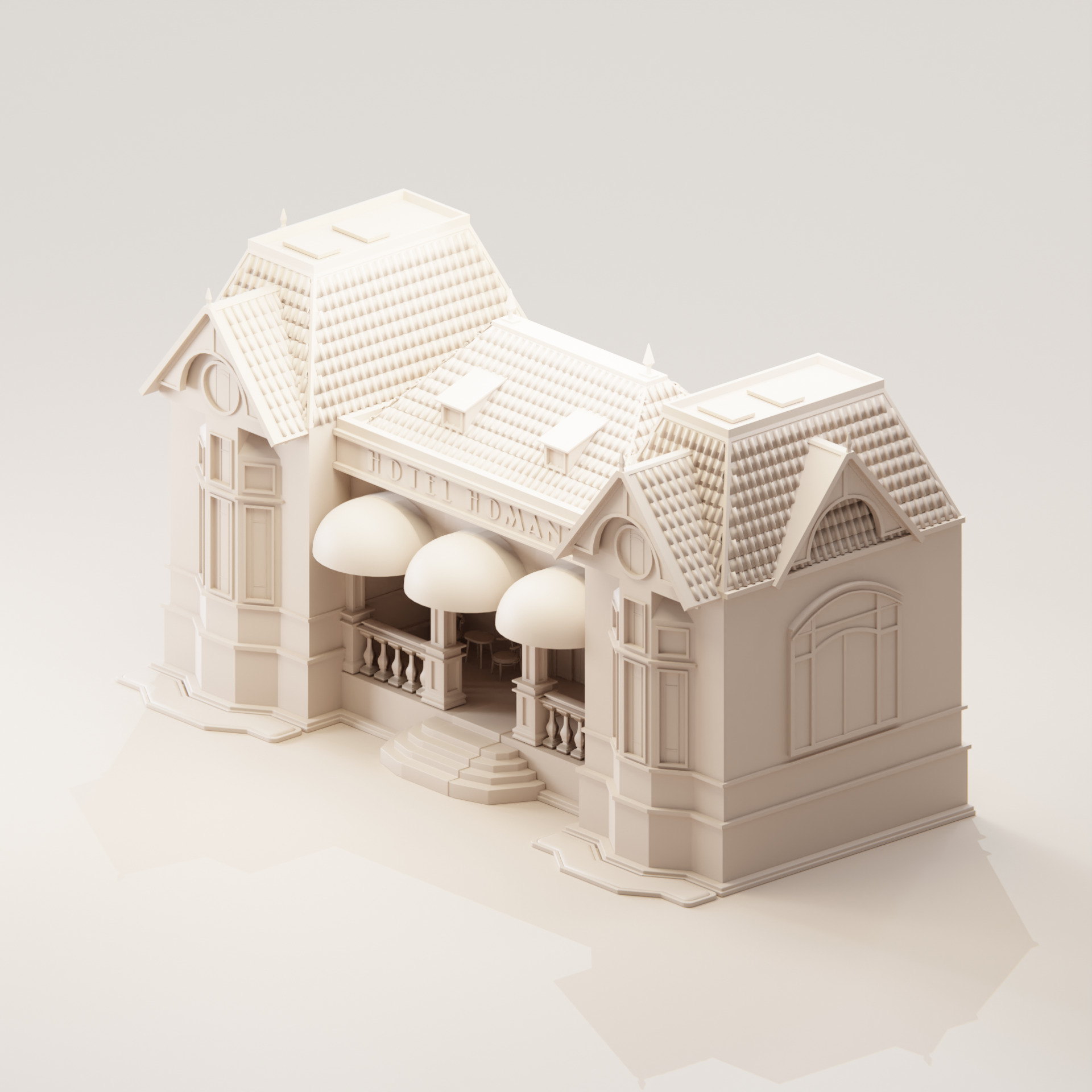 Classic Hotel Building in Bandung - West Java - Indonesia 3D model_5