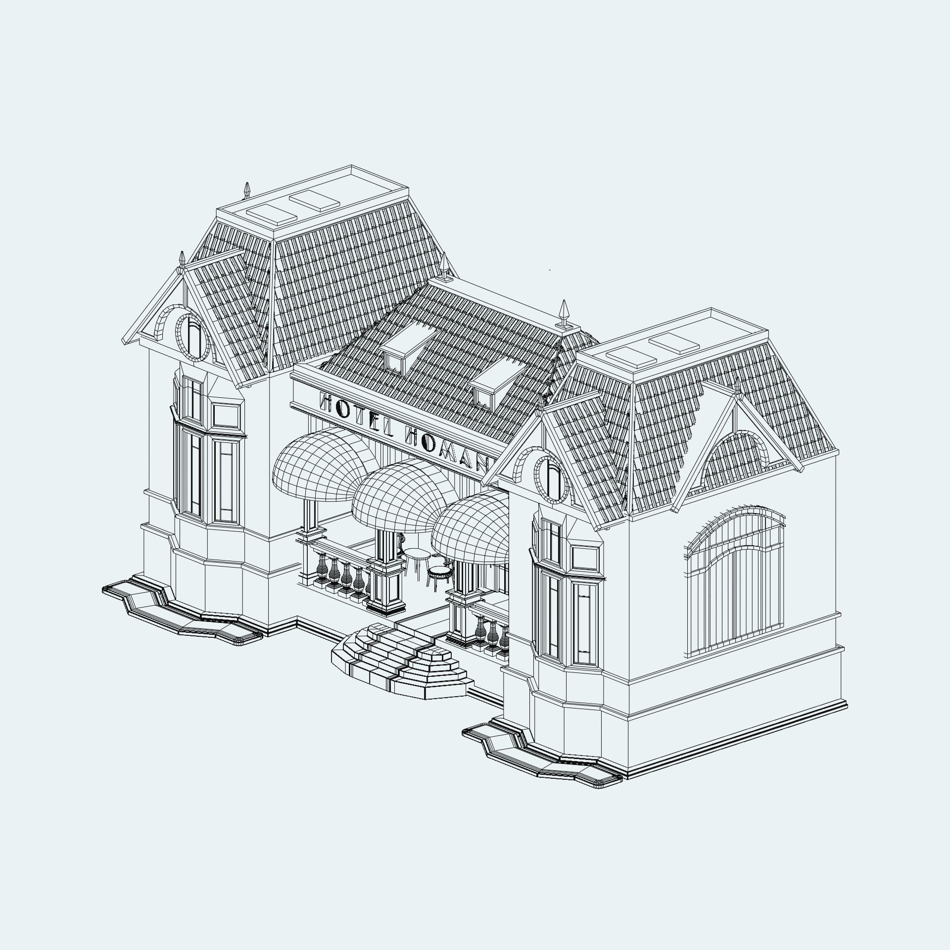 Classic Hotel Building in Bandung - West Java - Indonesia 3D model_4