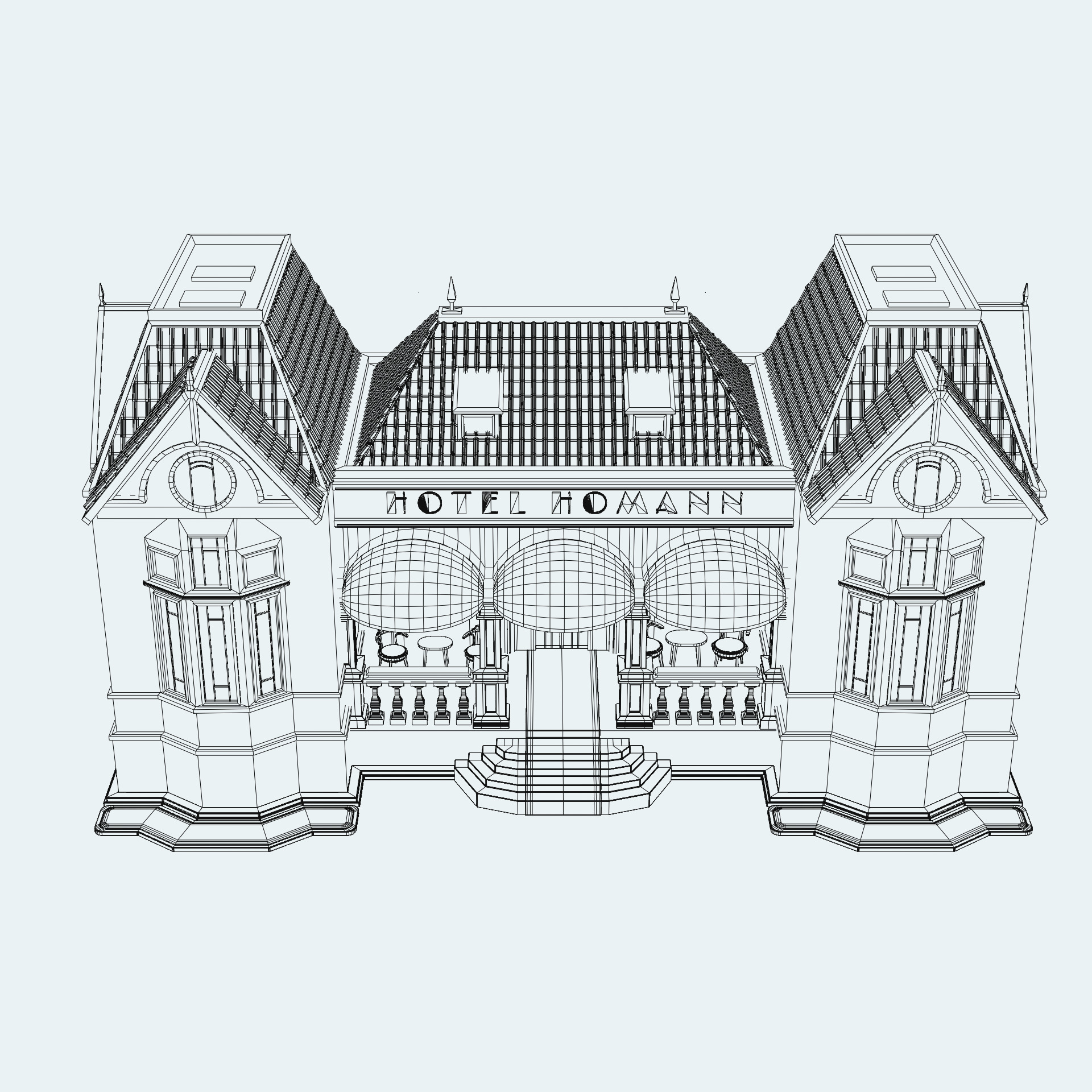 Classic Hotel Building in Bandung - West Java - Indonesia 3D model_8