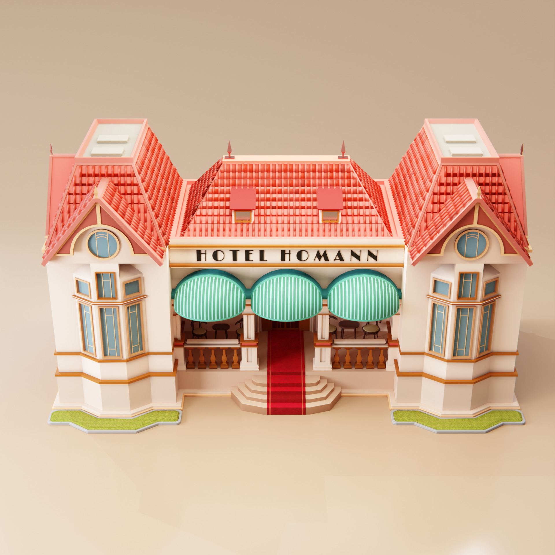 Classic Hotel Building in Bandung - West Java - Indonesia 3D model_1