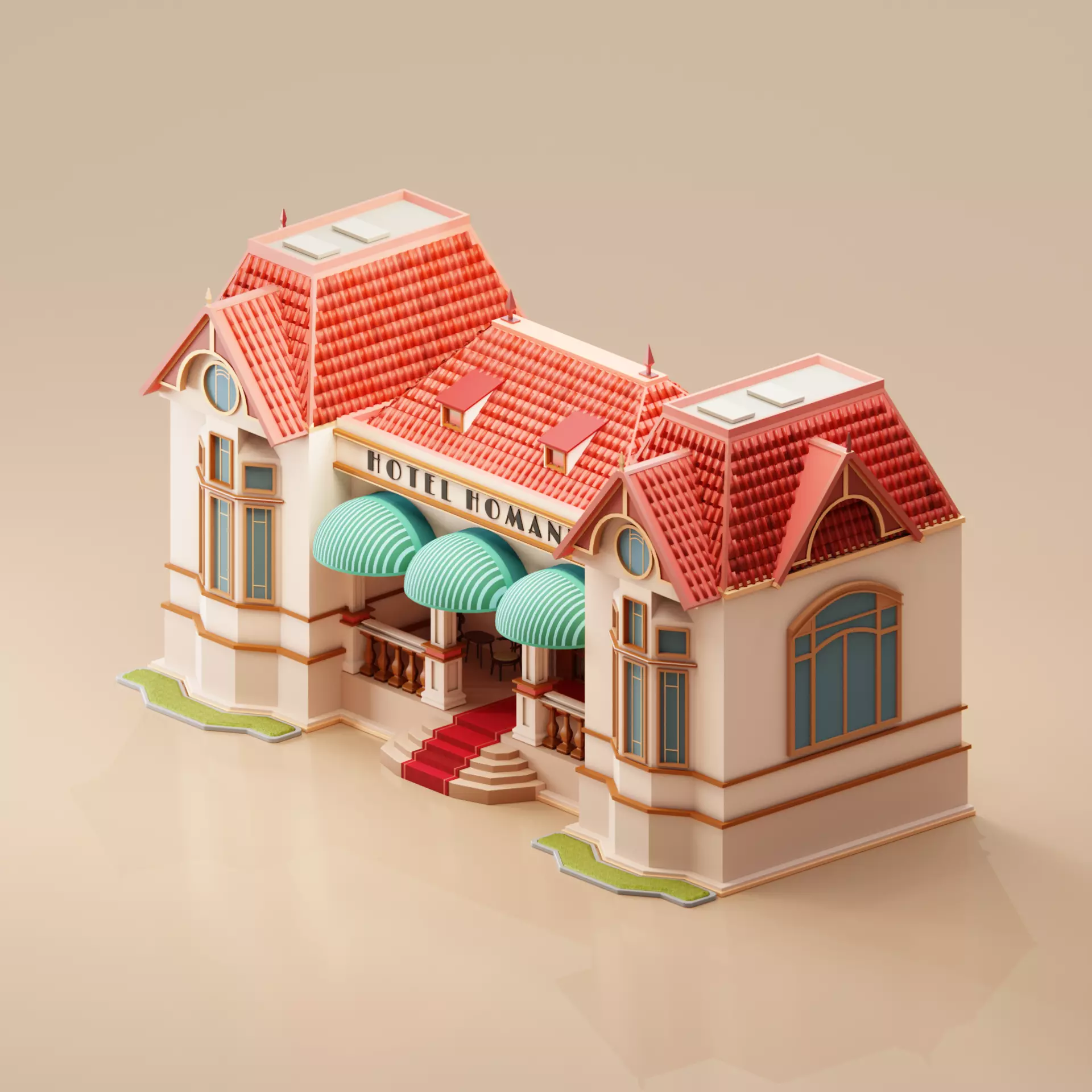Classic Hotel Building in Bandung - West Java - Indonesia 3D model_0